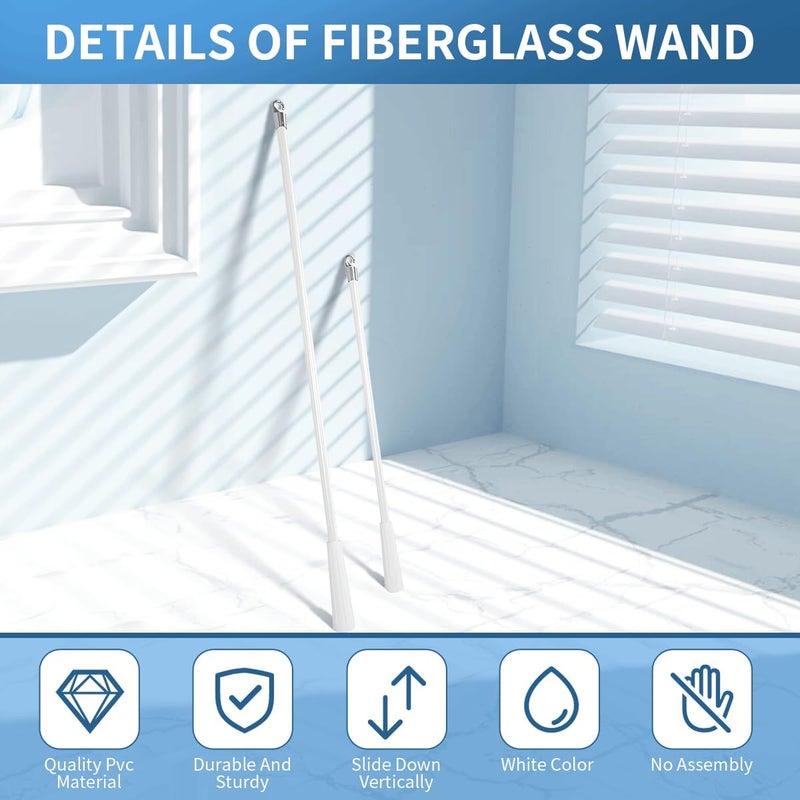 Quadafy 2 Pcs 12 inch Blind Wand, Vertical Blinds Replacement Parts with Hook and Grip, White Fiberglass Blind Tilt Wand, for Windows Curtain Door Shades Opener Accessory - Image 3